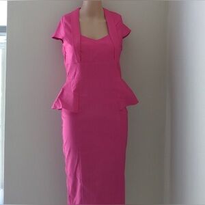 ASOS Bright Pink Peplum Dress
